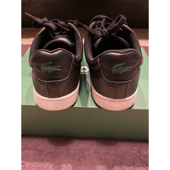 LACOSTE MEN'S LEATHER SNEAKERS BLACK SIZE 7 1/2 - Picture 4 of 8